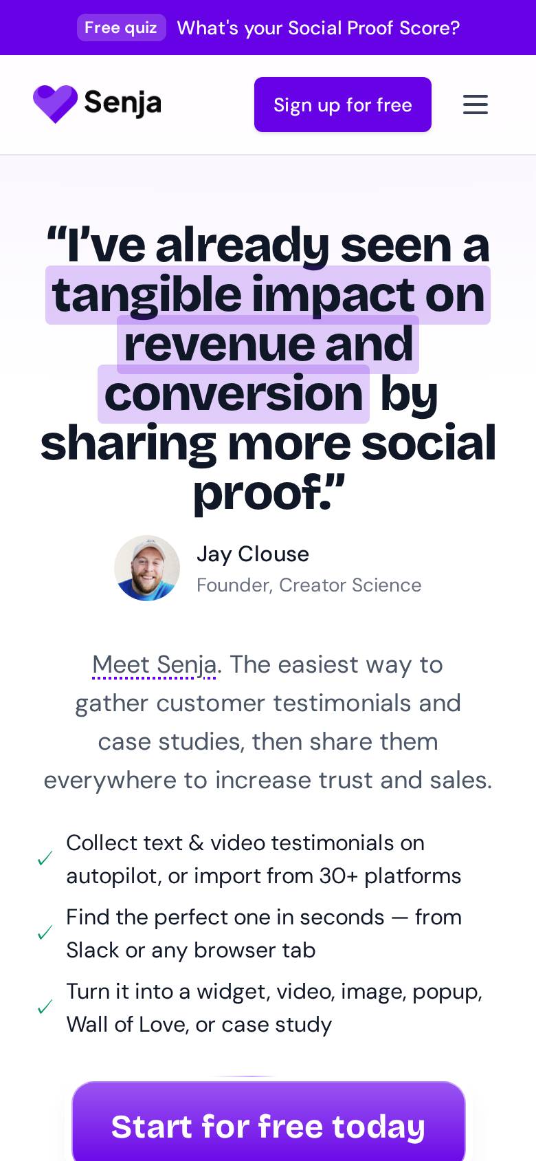senja.io no celular