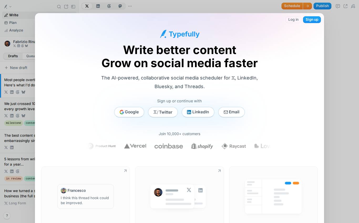 typefully.com en escritorio, tal como la auditoría la vio
