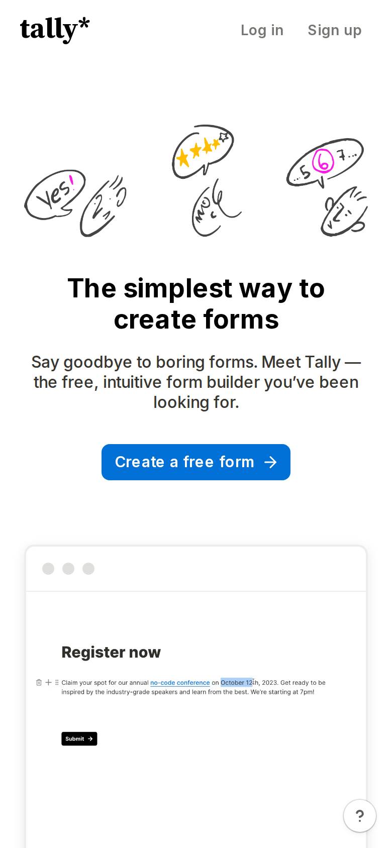 tally.so en un celular