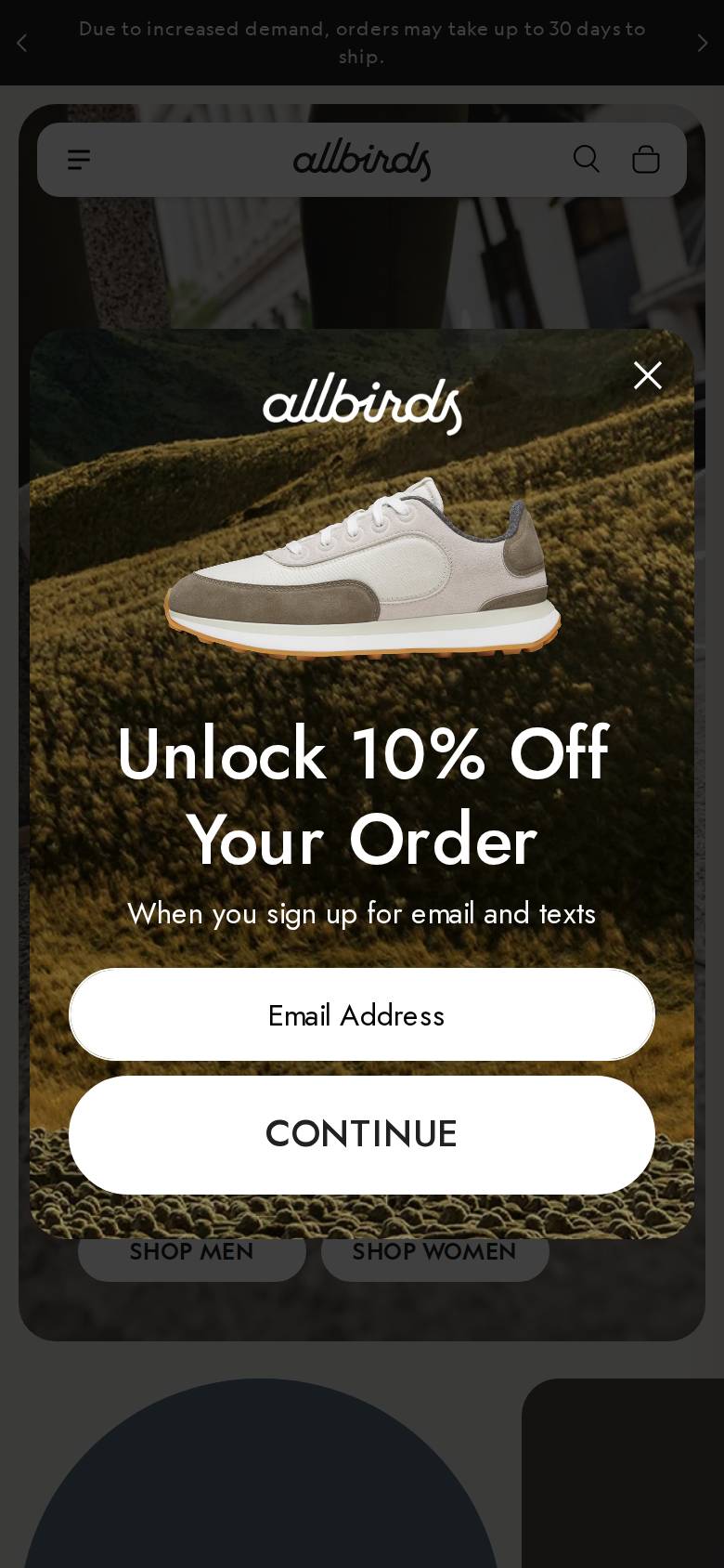 allbirds.com no celular