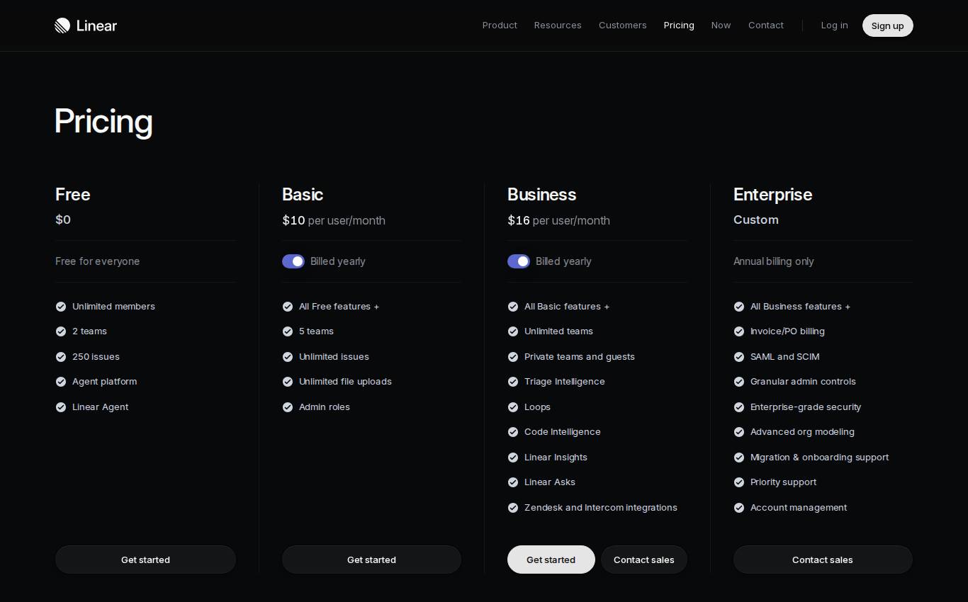 linear.app/pricing no computador, como a auditoria viu