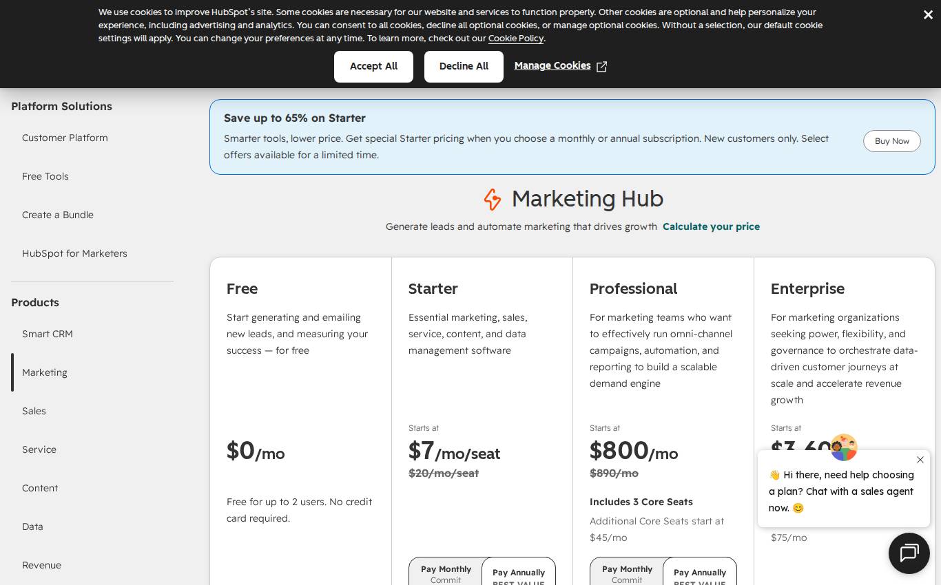 hubspot.com/pricing/marketing no computador, como a auditoria viu