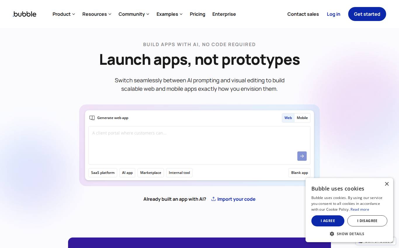 bubble.io no computador, como a auditoria viu
