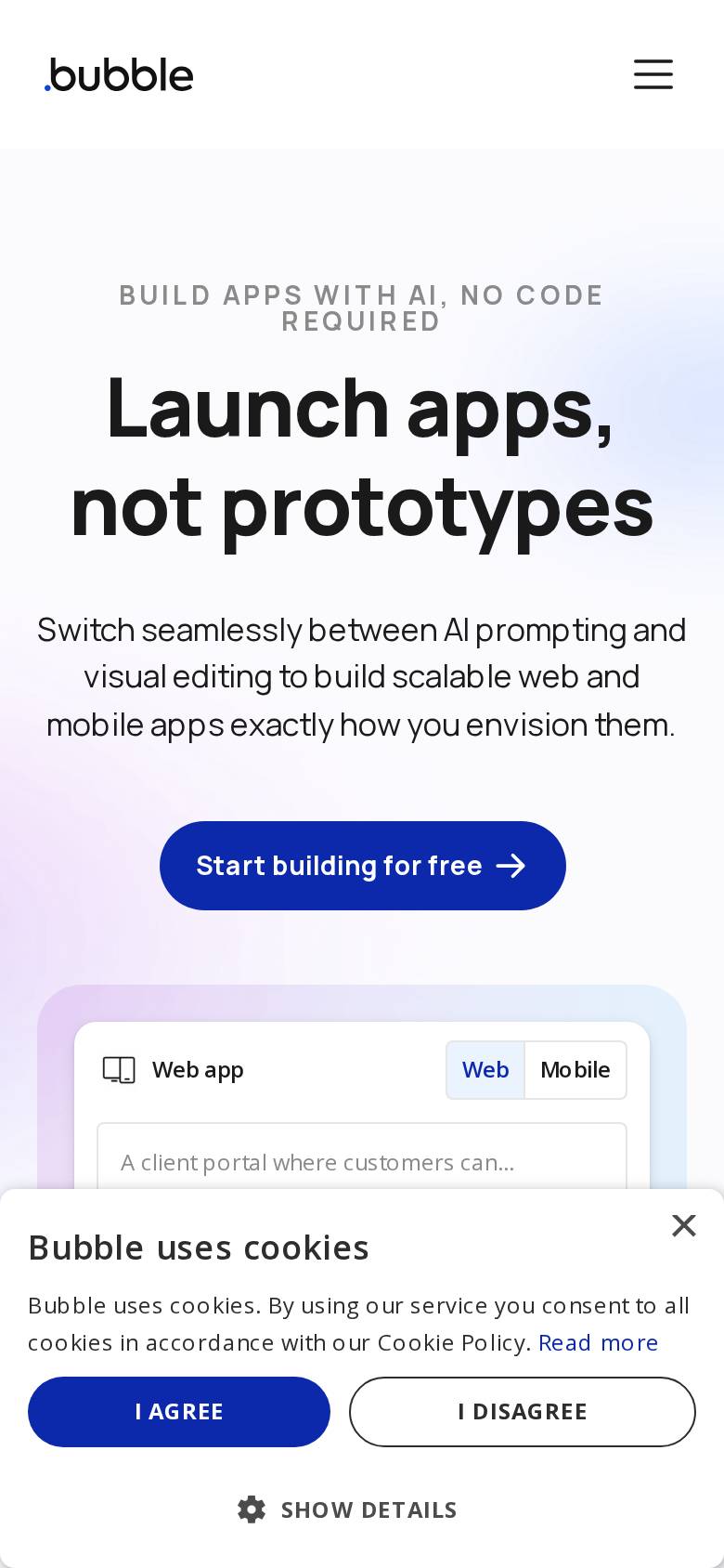 bubble.io no celular