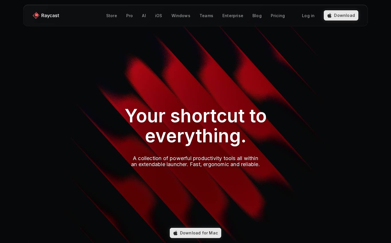 raycast.com no computador, como a auditoria viu