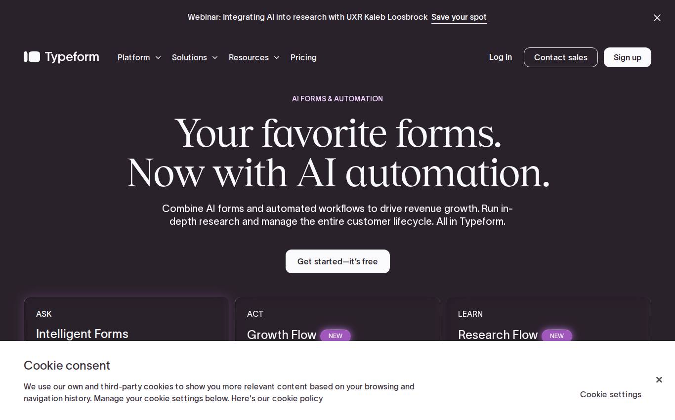 typeform.com en escritorio, tal como lo vio la auditoría