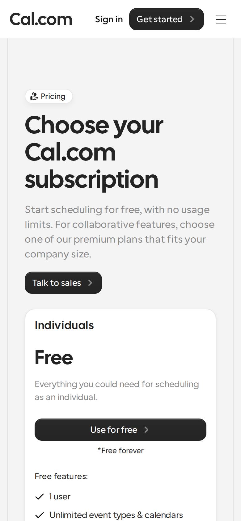 cal.com no celular