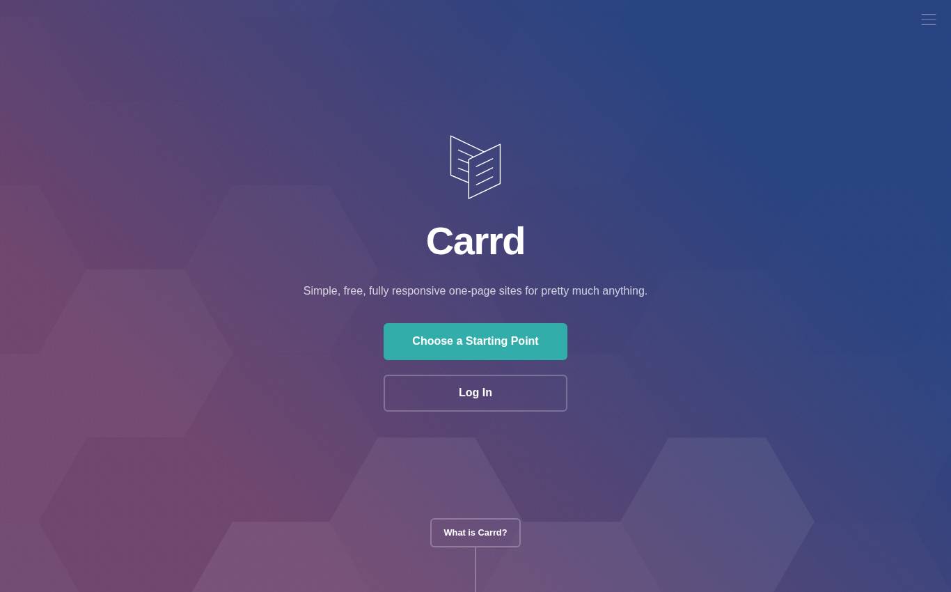 carrd.co en escritorio, tal como la auditoría la vio