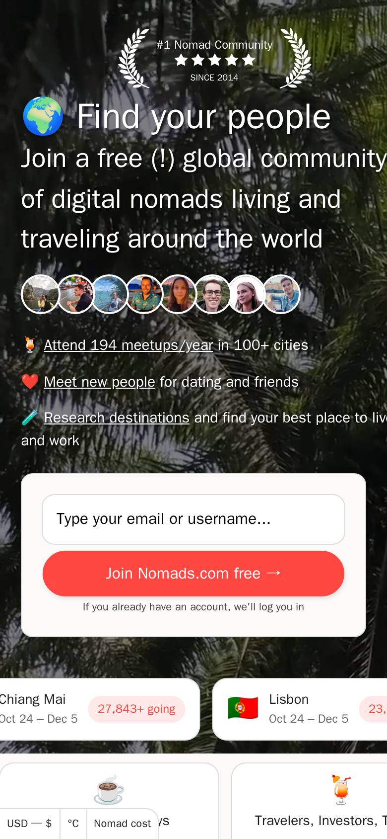 nomadlist.com en el celular