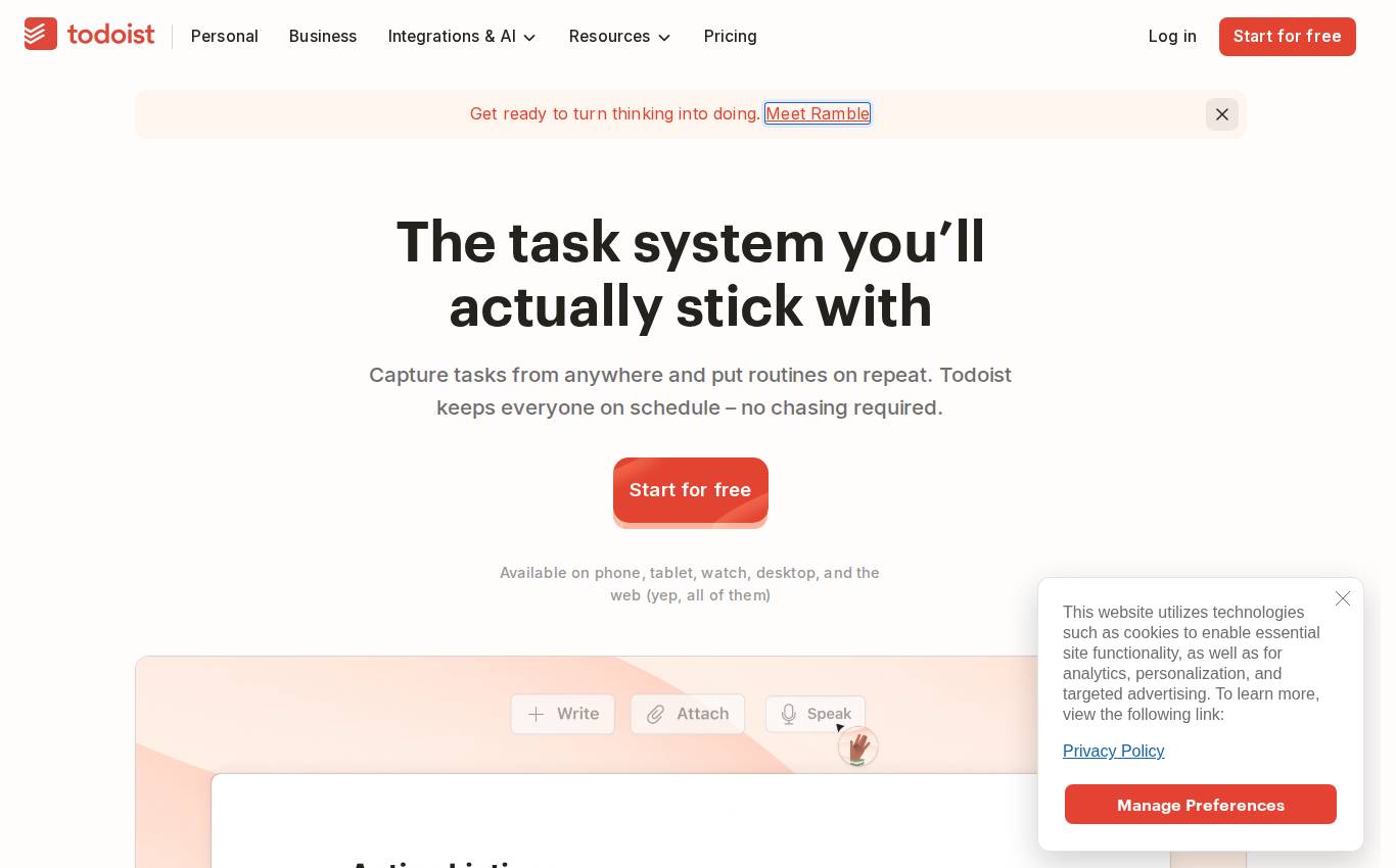 todoist.com en escritorio, tal como la auditoría lo vio