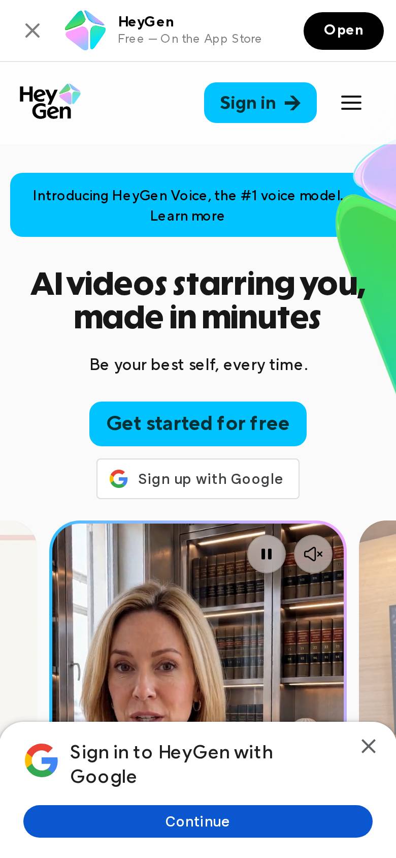heygen.com en un celular