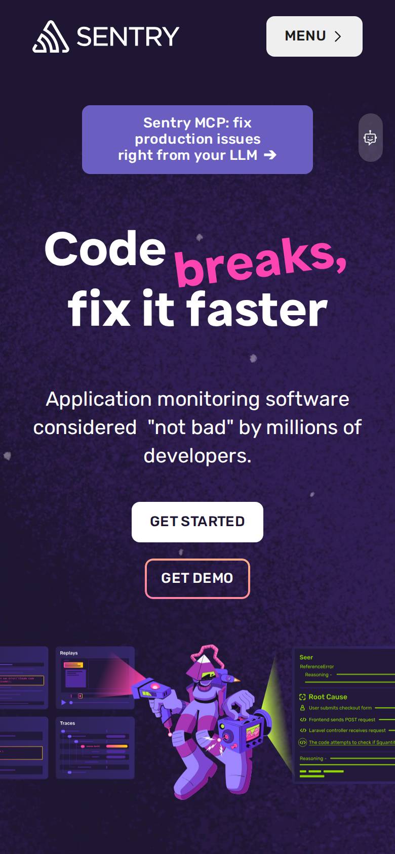 sentry.io en un celular