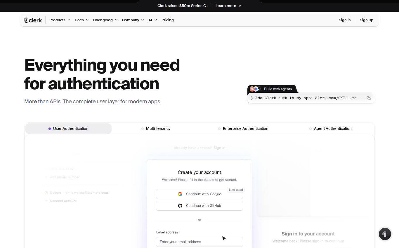 clerk.com no computador, como a auditoria viu