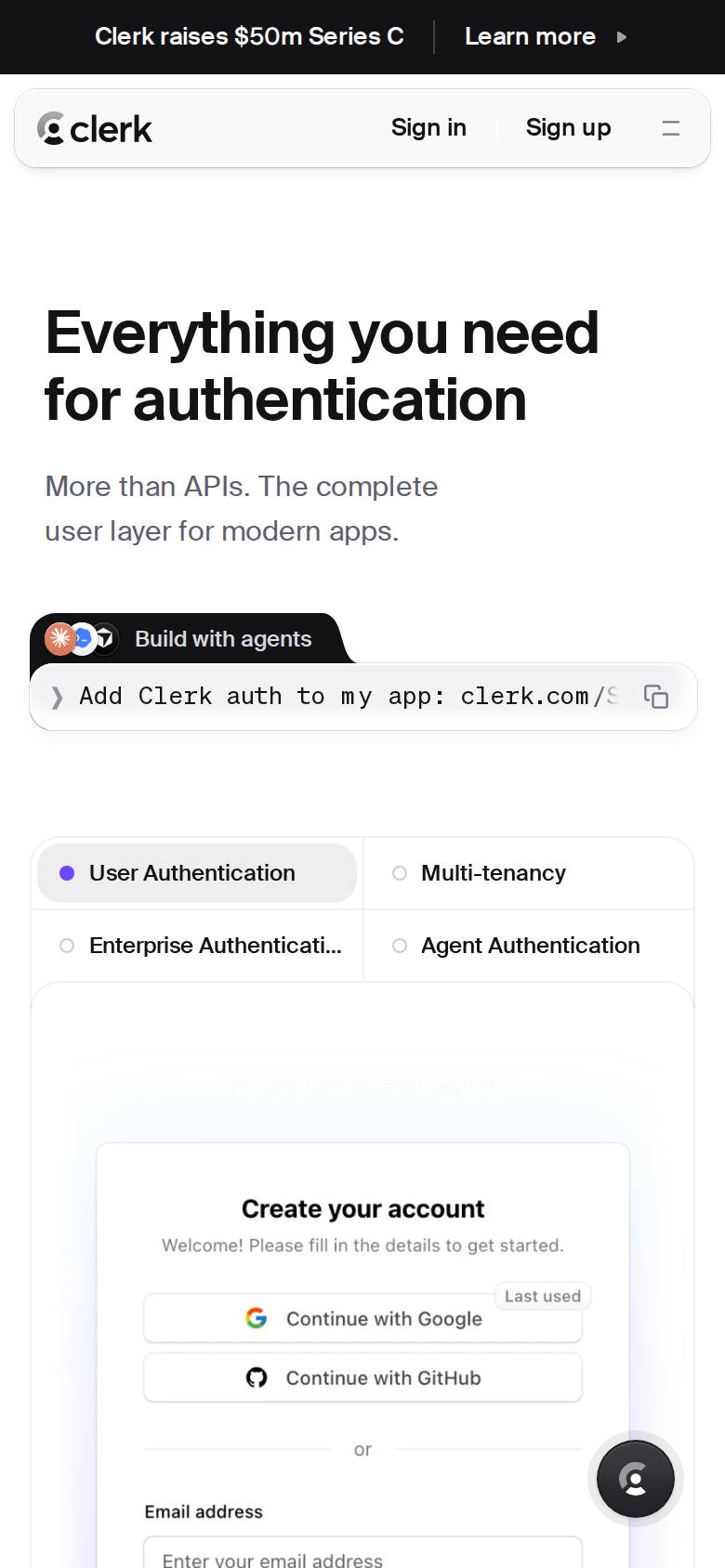 clerk.com no celular