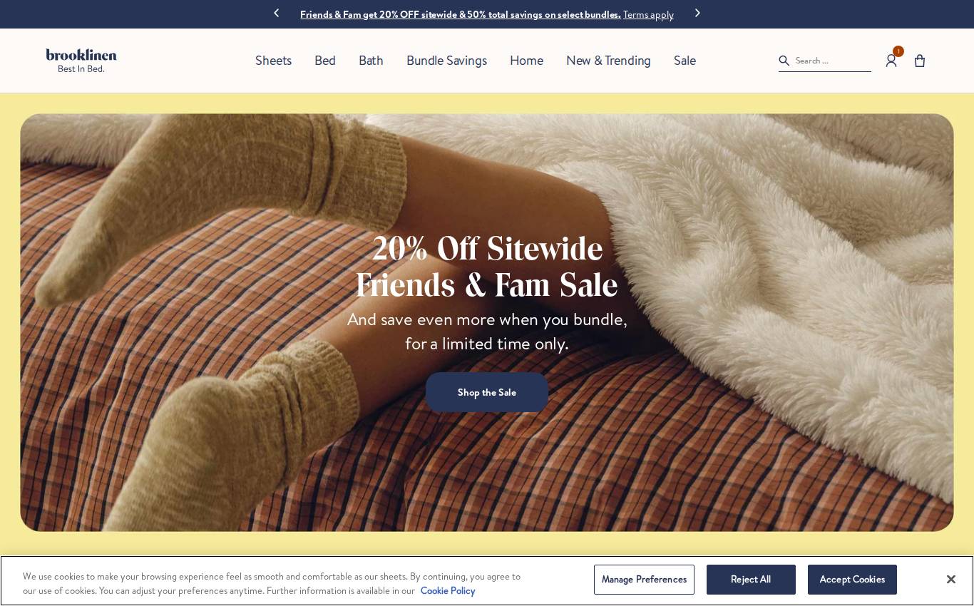 brooklinen.com en escritorio, tal como lo vio la auditoría