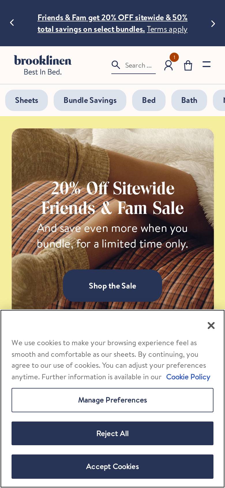brooklinen.com en un celular