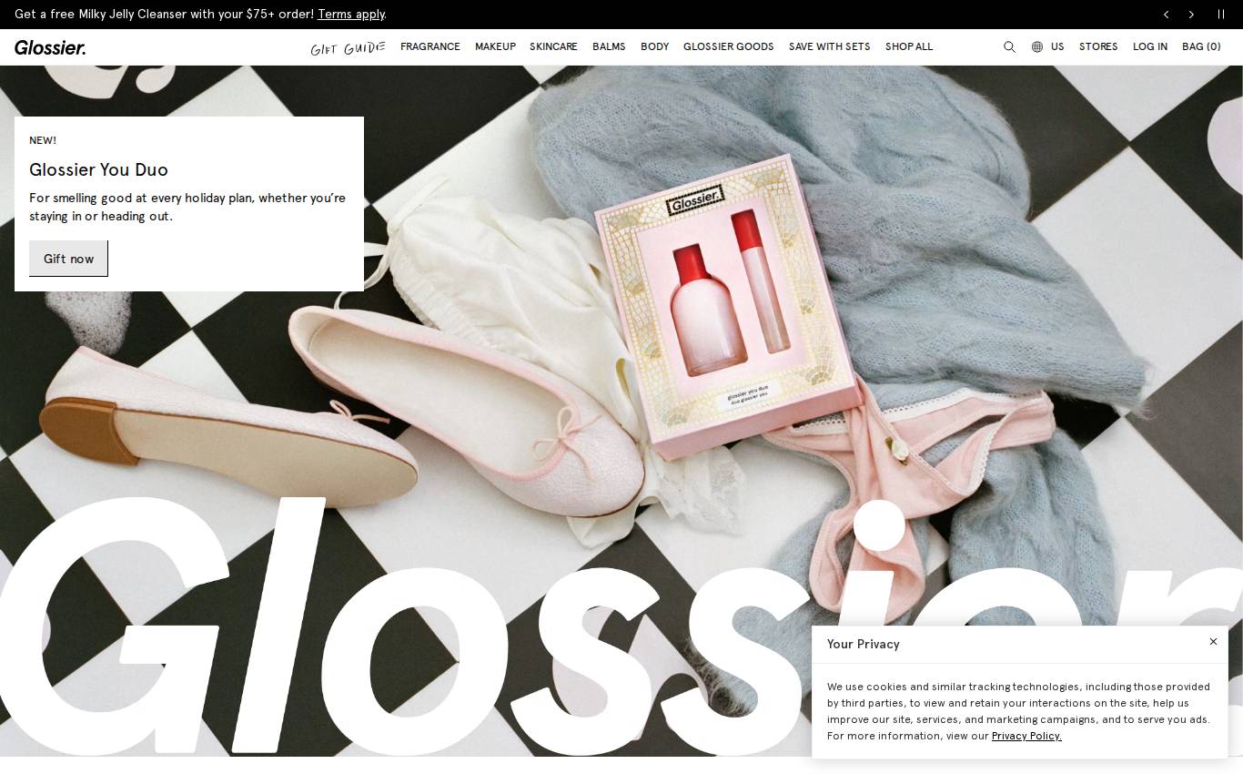 glossier.com en computadora, tal como lo vio la auditoría