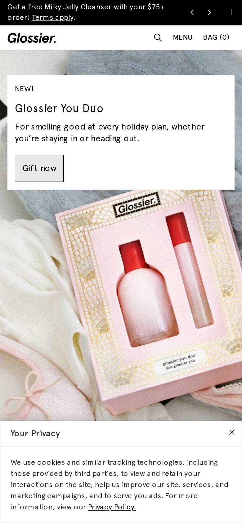 glossier.com en un celular