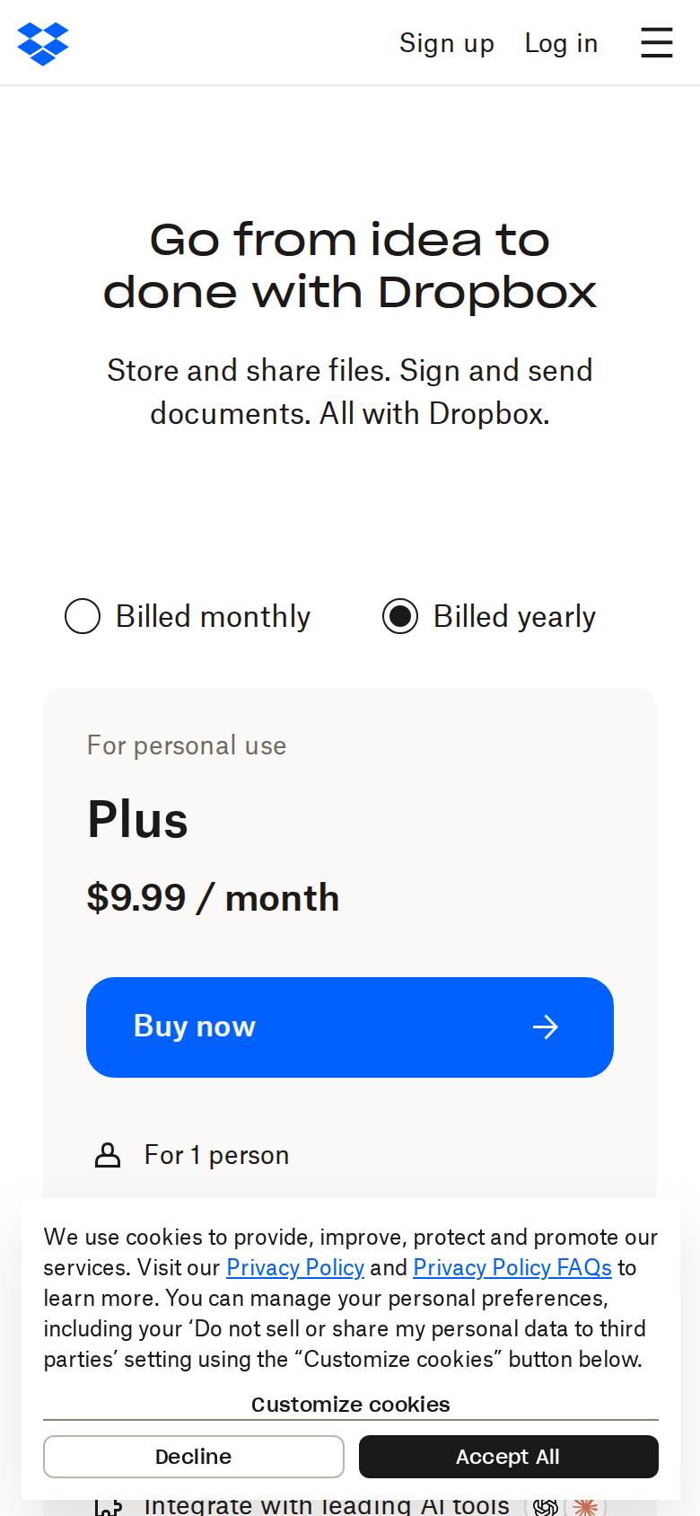 dropbox.com no celular