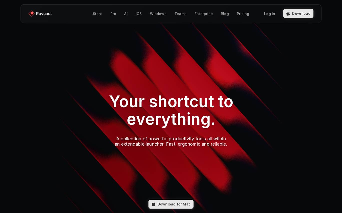 raycast.com en escritorio, tal como la auditoría lo vio