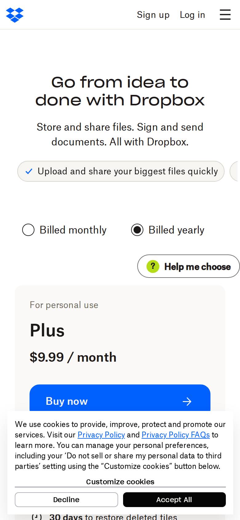 dropbox.com en el celular
