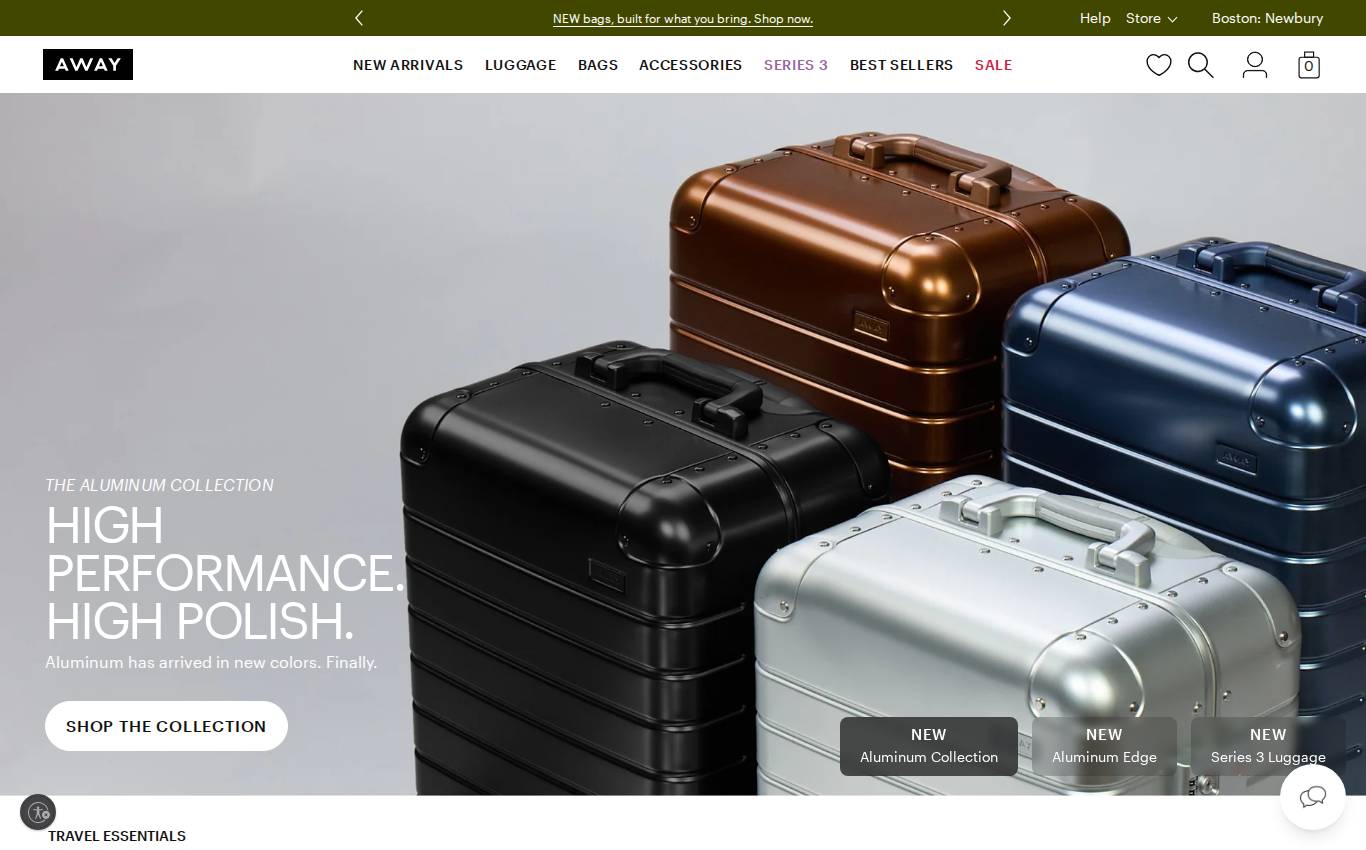 awaytravel.com en escritorio, tal como lo vio la auditoría
