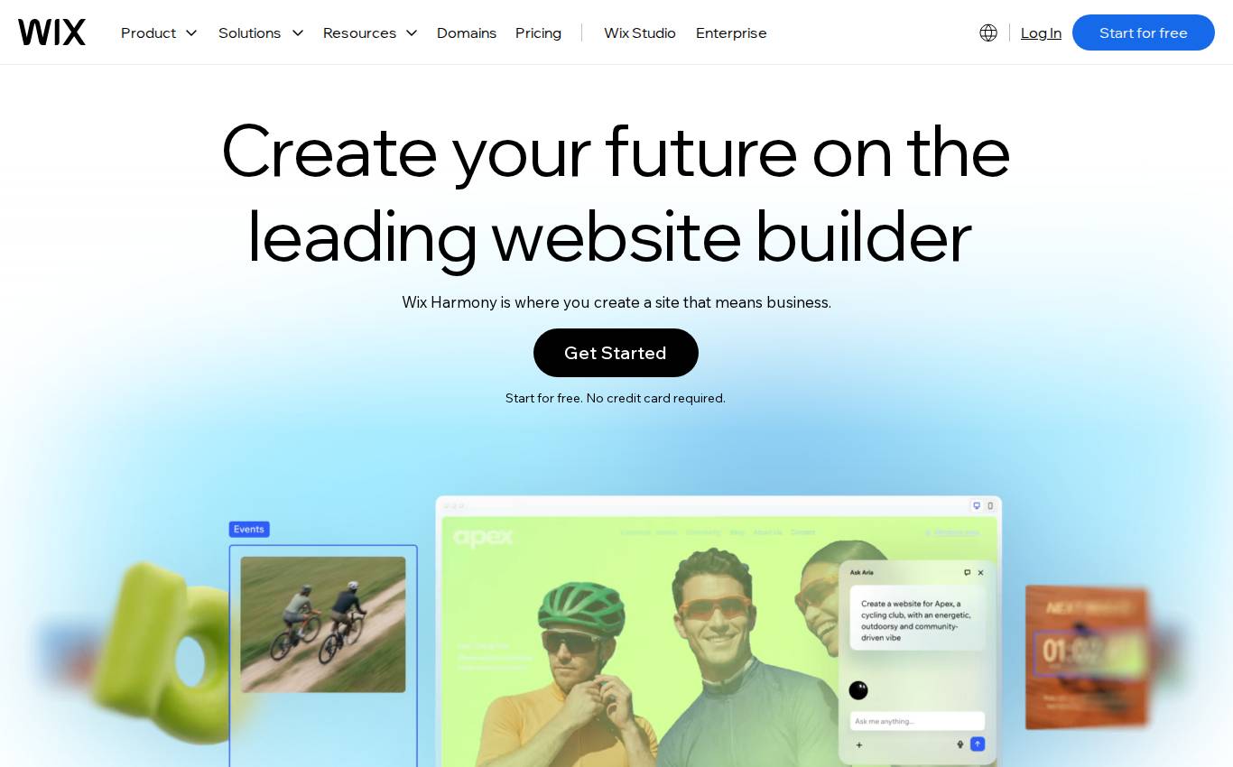 wix.com en escritorio, tal como lo vio la auditoría