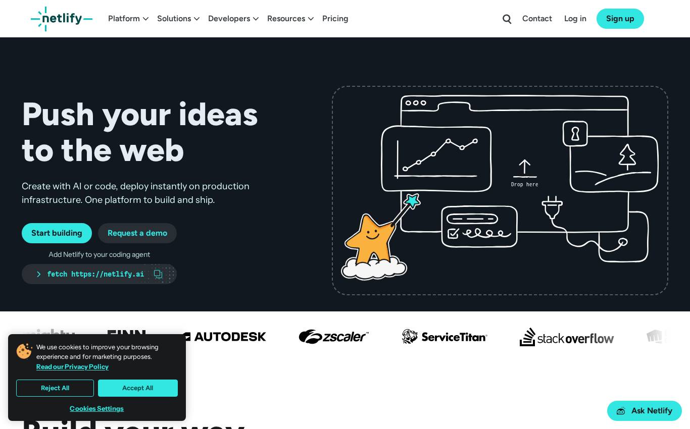 netlify.com no computador, como a auditoria viu