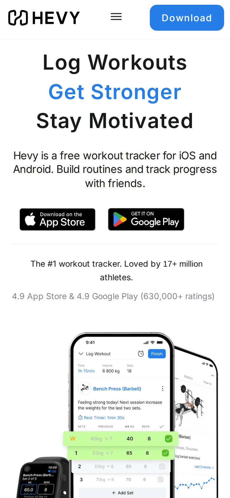 hevyapp.com no celular