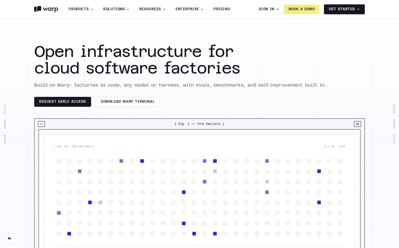 warp.dev as the audit saw it on desktop