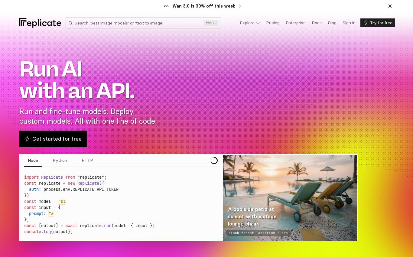 replicate.com en escritorio, tal como lo vio la auditoría