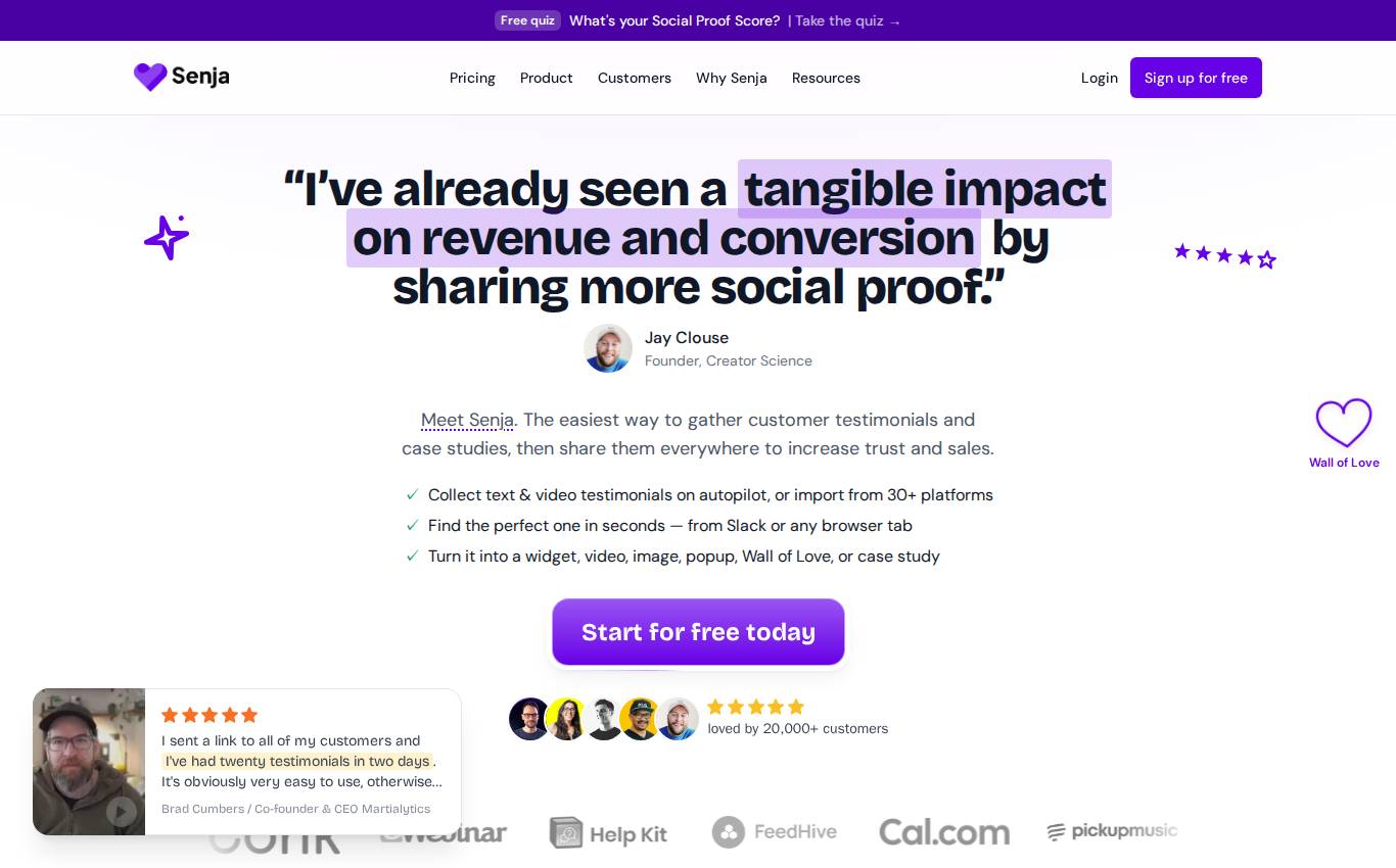 senja.io en escritorio, tal como la auditoría la vio
