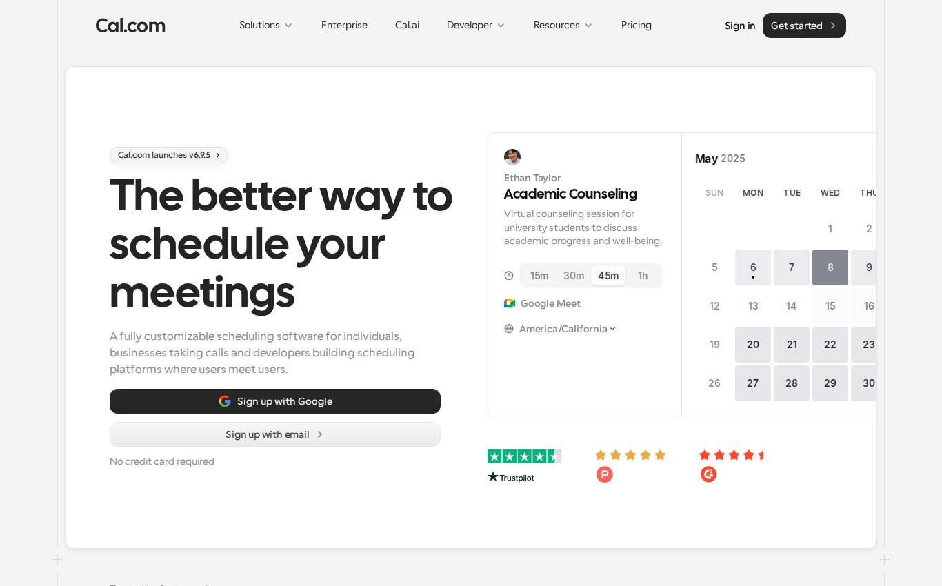 cal.com no computador, como a auditoria viu