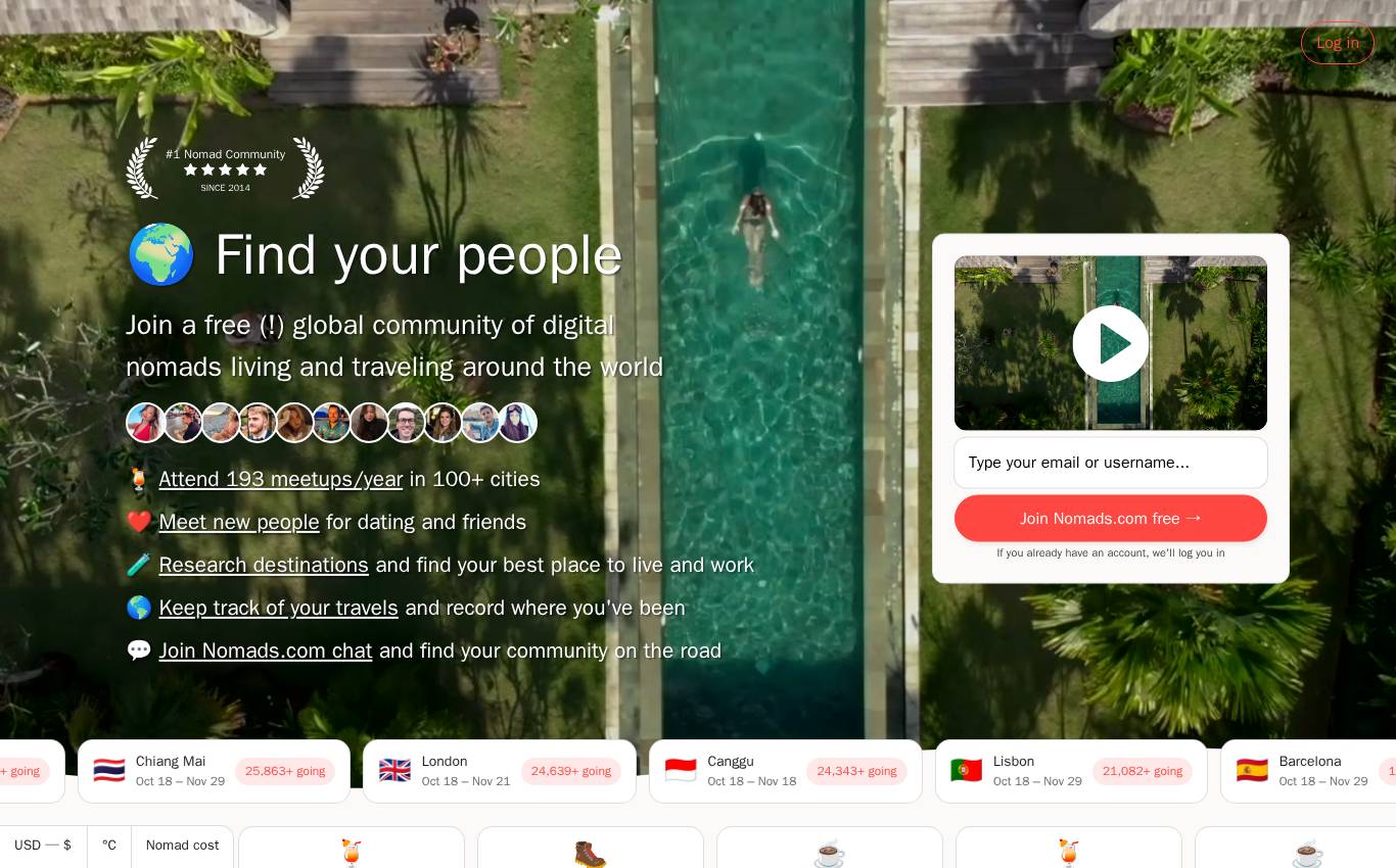nomadlist.com no computador, como a auditoria viu
