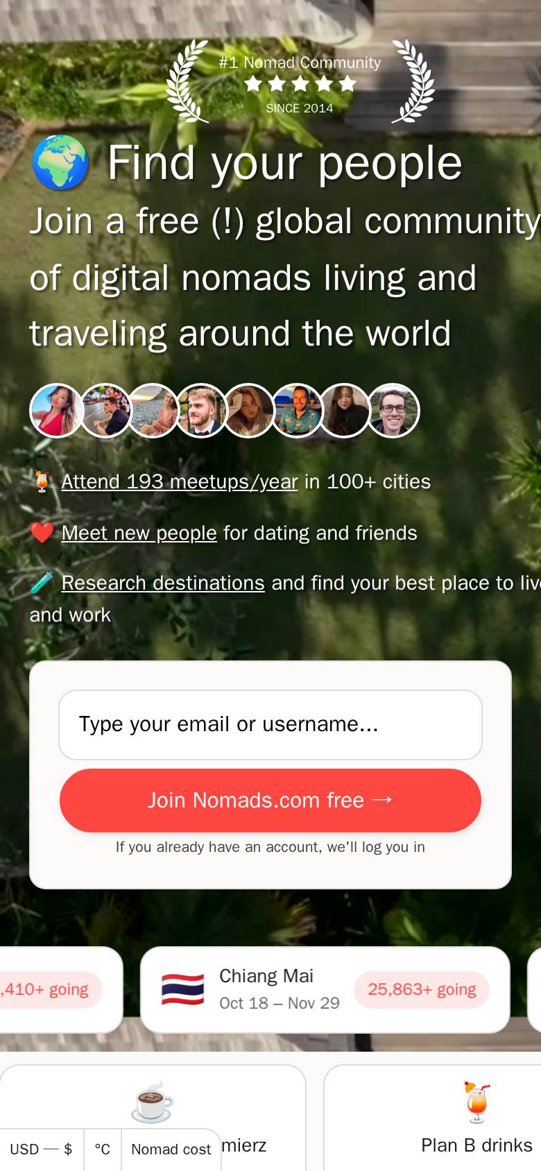 nomadlist.com no celular