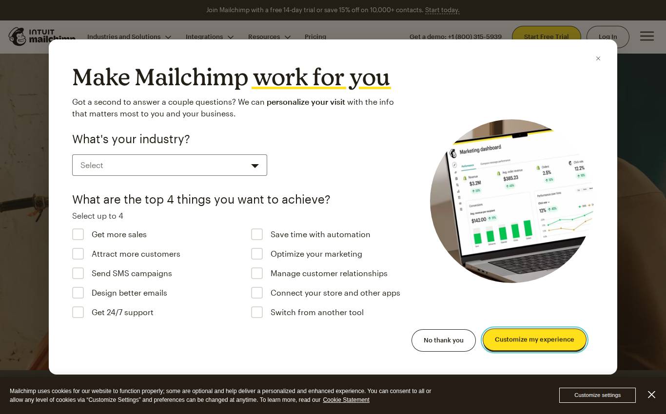 mailchimp.com as the audit saw it on desktop