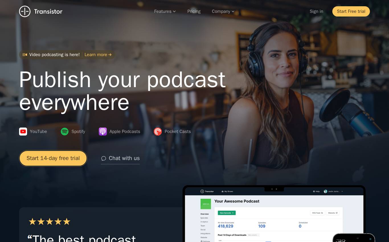 transistor.fm no computador, como a auditoria viu