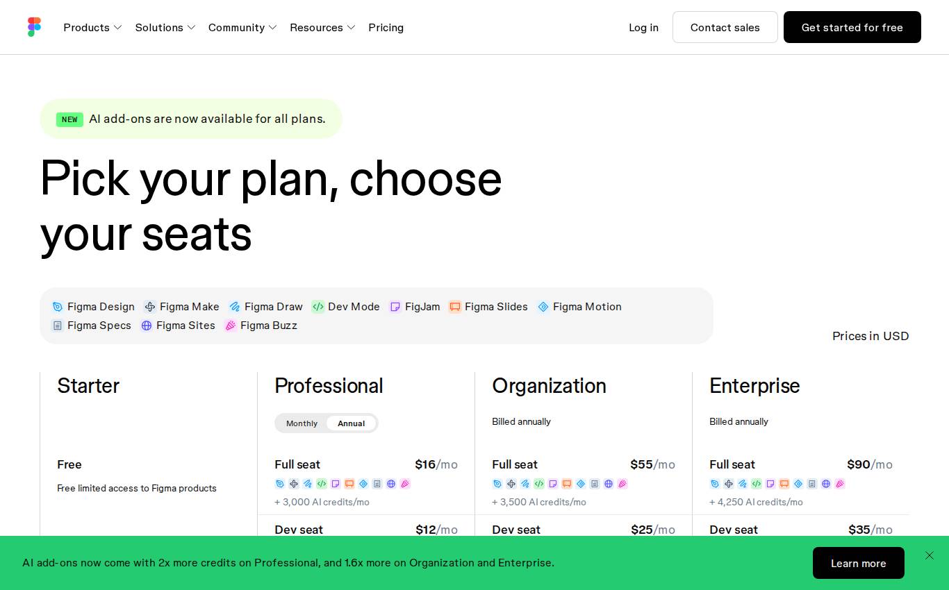 figma.com/pricing no computador, como a auditoria viu