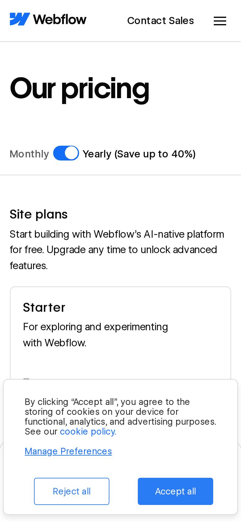 webflow.com no celular