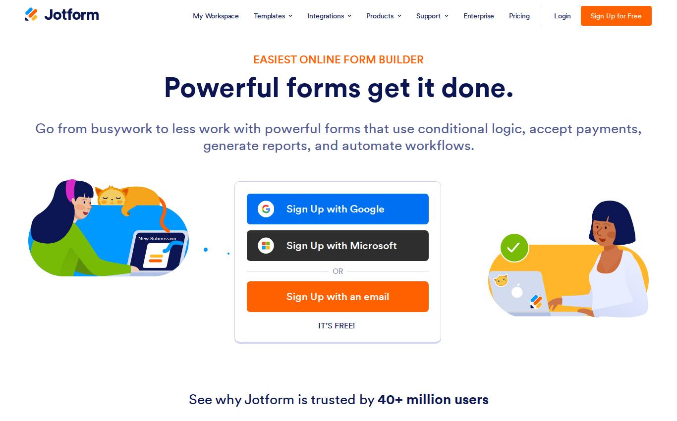 jotform.com no computador, como a auditoria viu