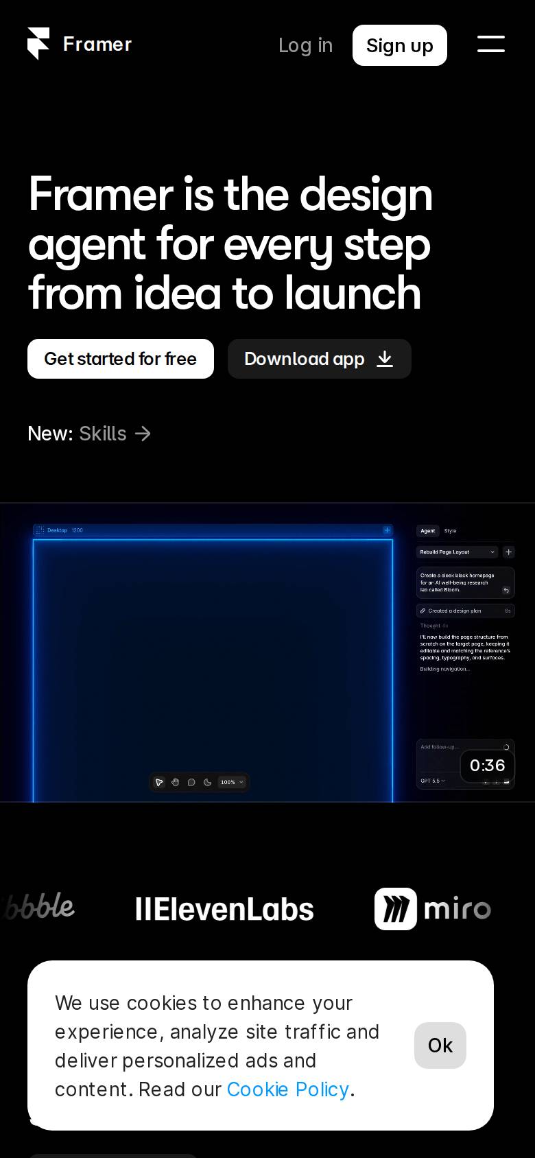 framer.com no celular