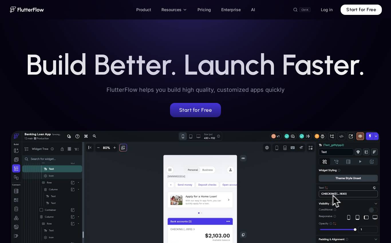 flutterflow.io no computador, como a auditoria viu